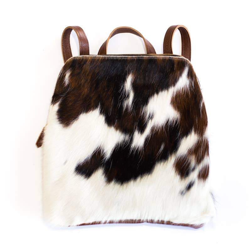 Leather Cowhide Fur Backpack Brown & White s-l400.jpg main image 2