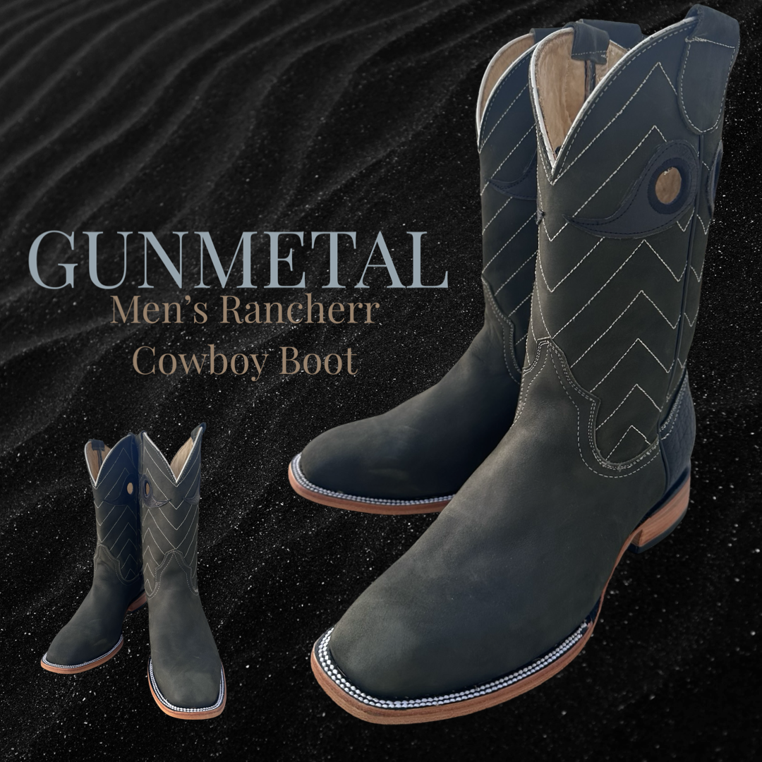 MENS Rancherr Cowboy Boot GUNMETAL GREEN