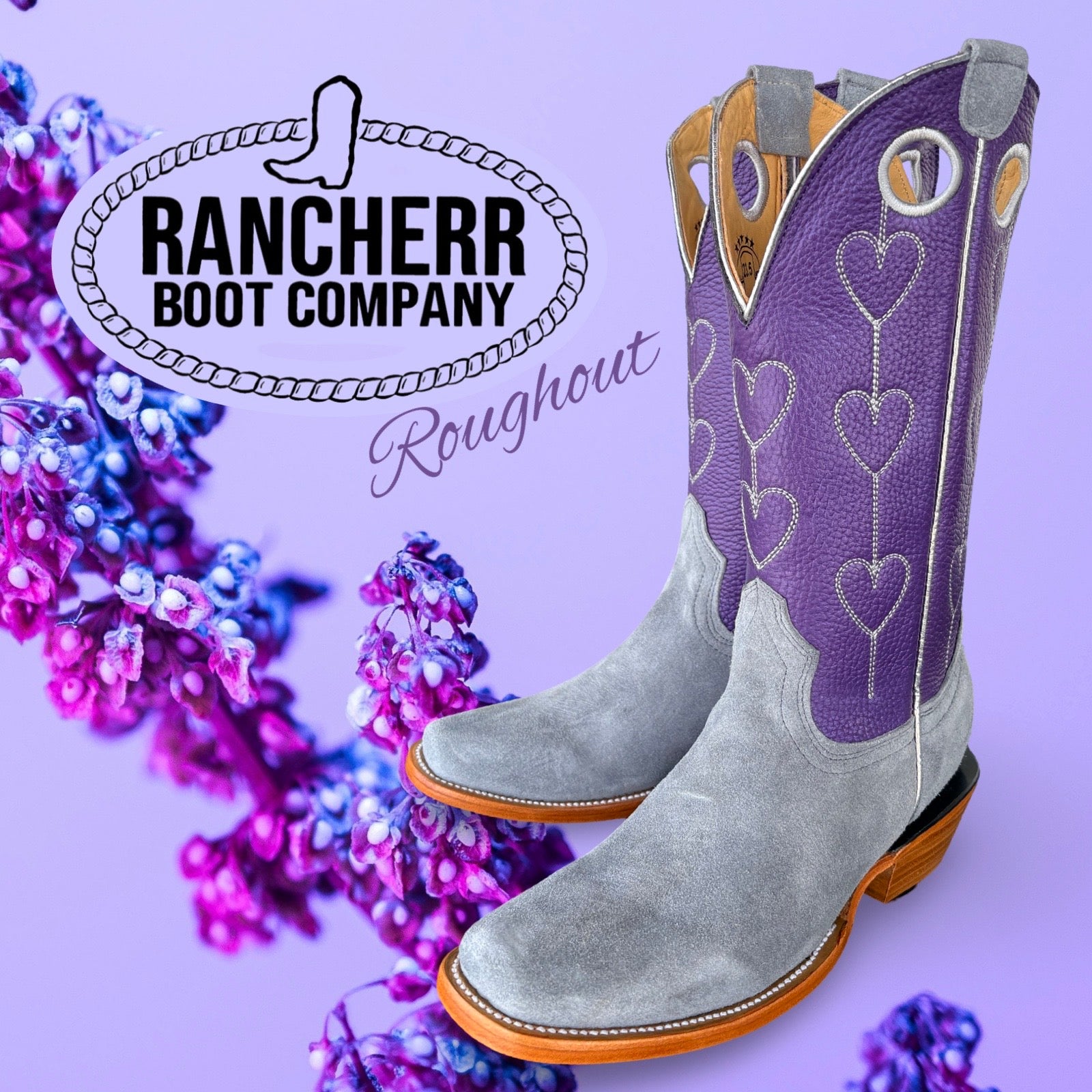 RANCHERR WOMENS :: GREY ROUGHOUT / PURPLE