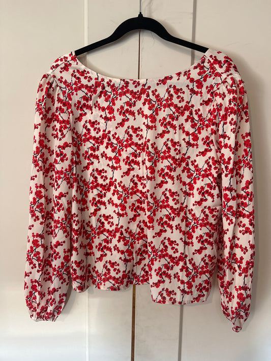 Size M Silky Cherry Blossom Blouse (drop back)