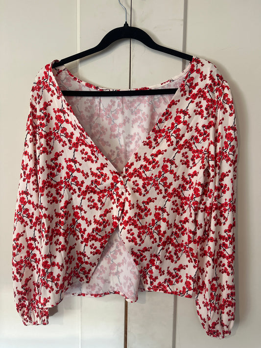 Size M Silky Cherry Blossom Blouse (drop back)