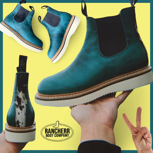 WOMENS RANCHERR LECHERA :: OG STYLE (TURQUOISE BARCELONA X COWHIDE)