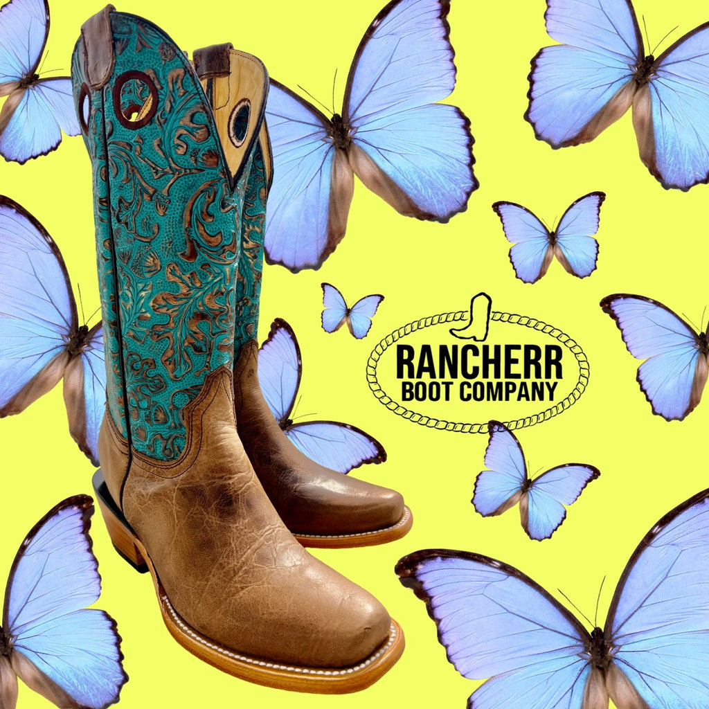 RANCHERR WOMENS :: BARCELONA BROWN X TURQUOISE TOOLED