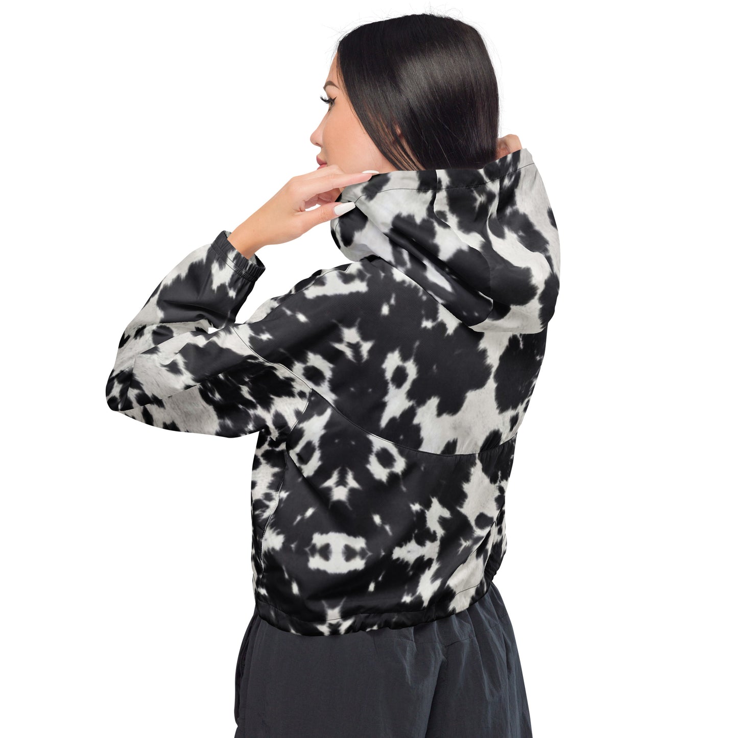 Womens Cowhide Queen Cropped Windbreaker