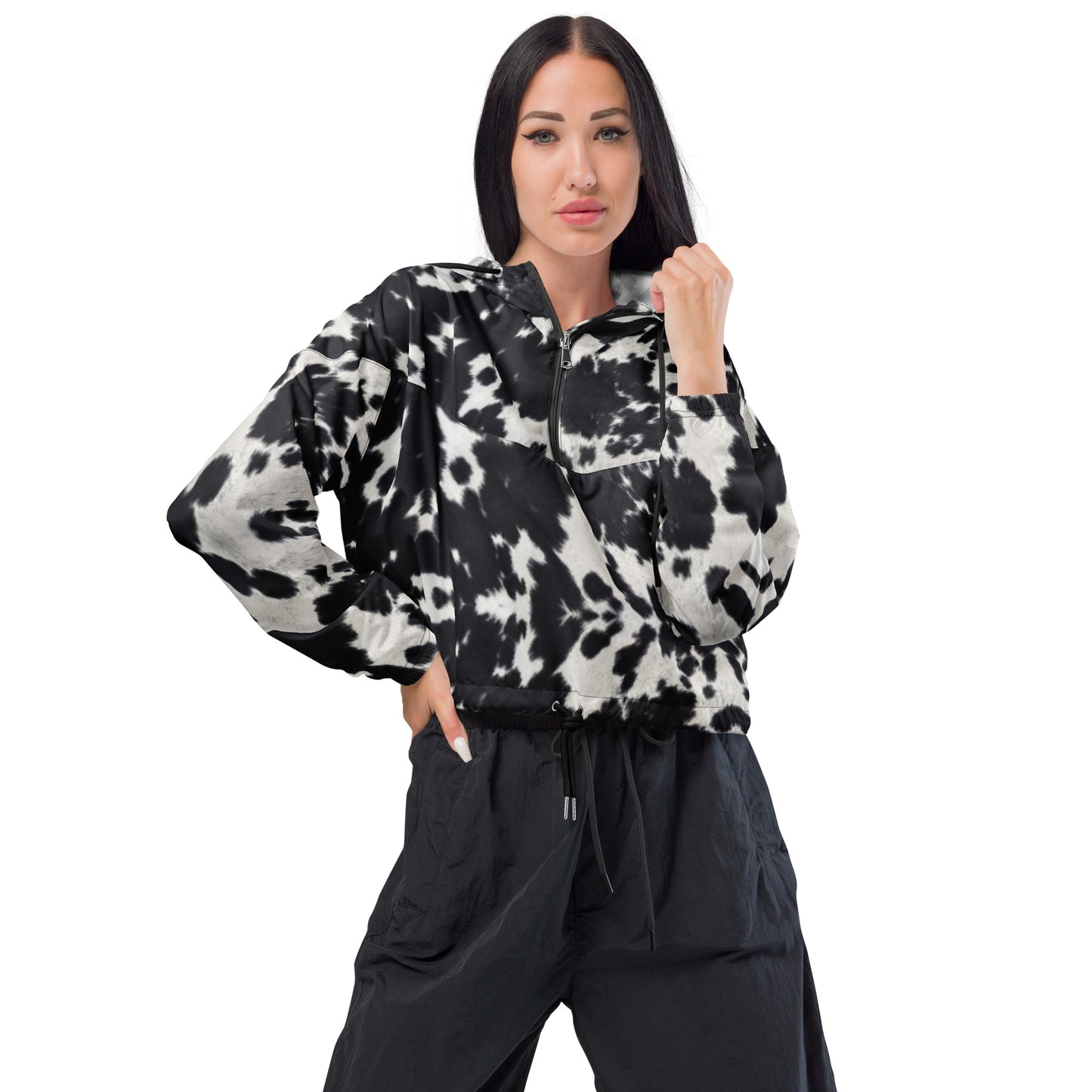 Womens Cowhide Queen Cropped Windbreaker